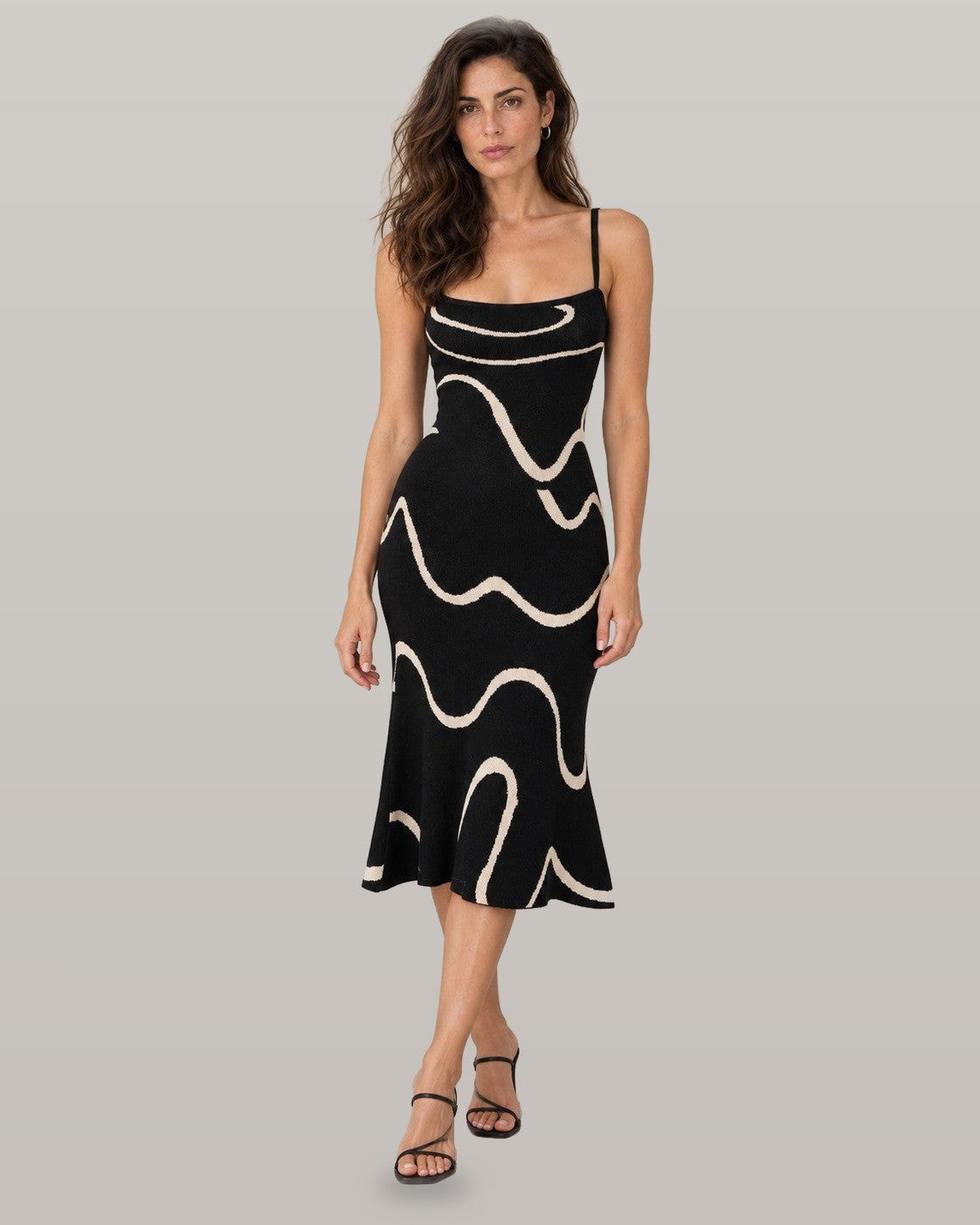The Black Wave Mermaid Hem Knit Midi Dress