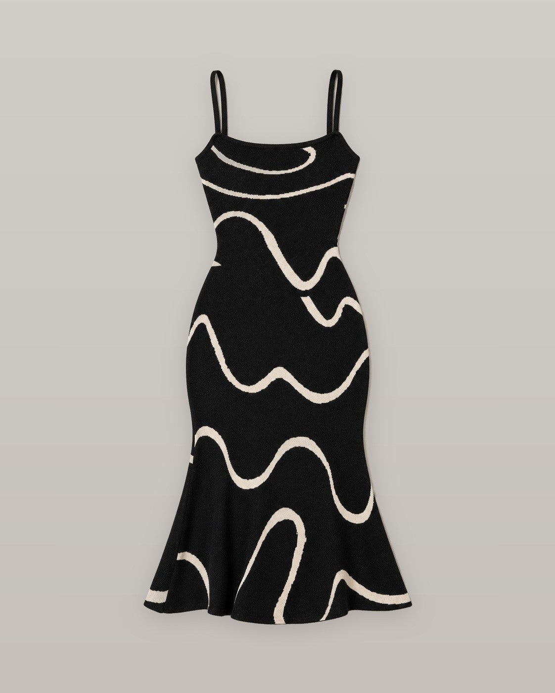 The Black Wave Mermaid Hem Knit Midi Dress