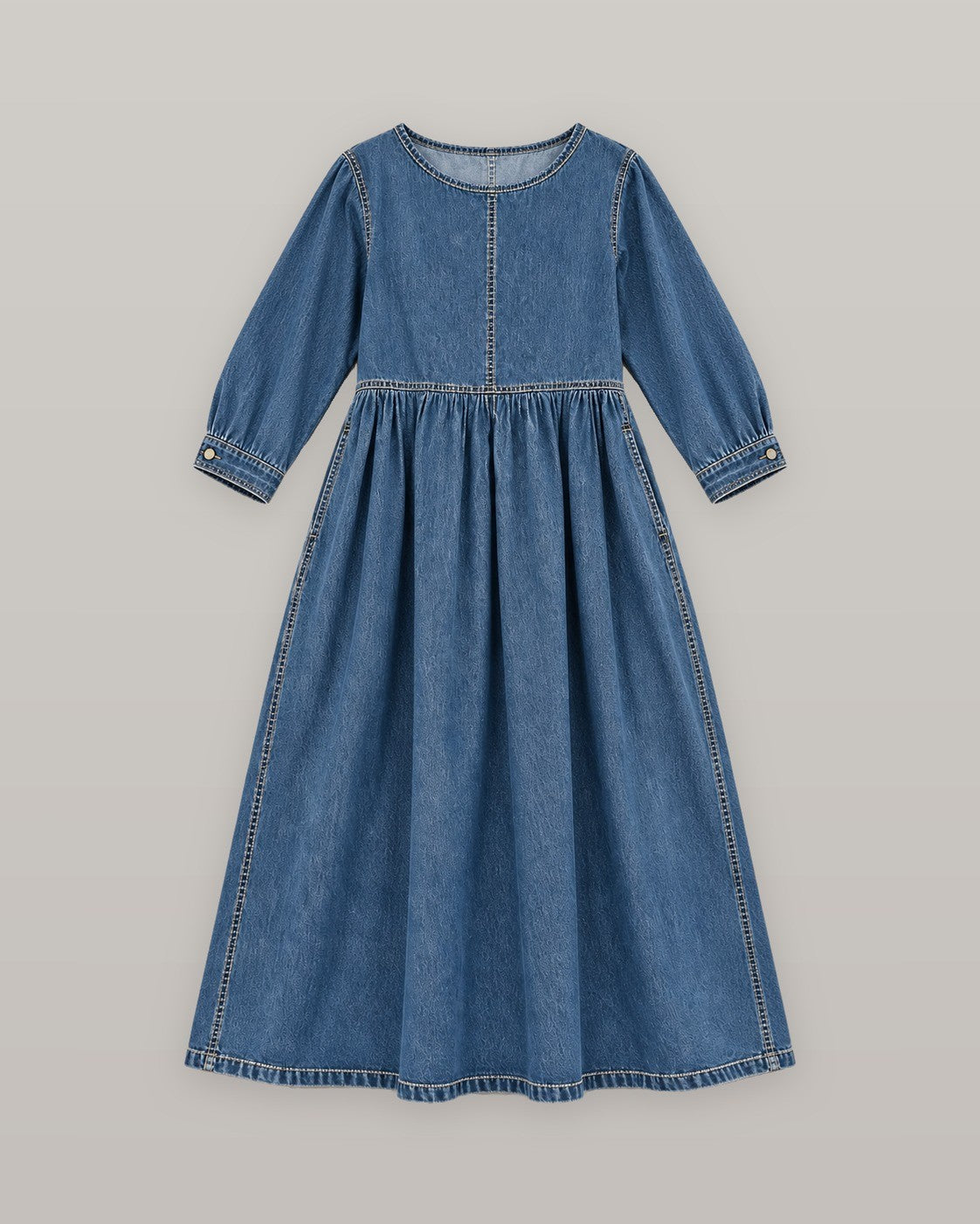 Vintage denim maxi dress, flat lay