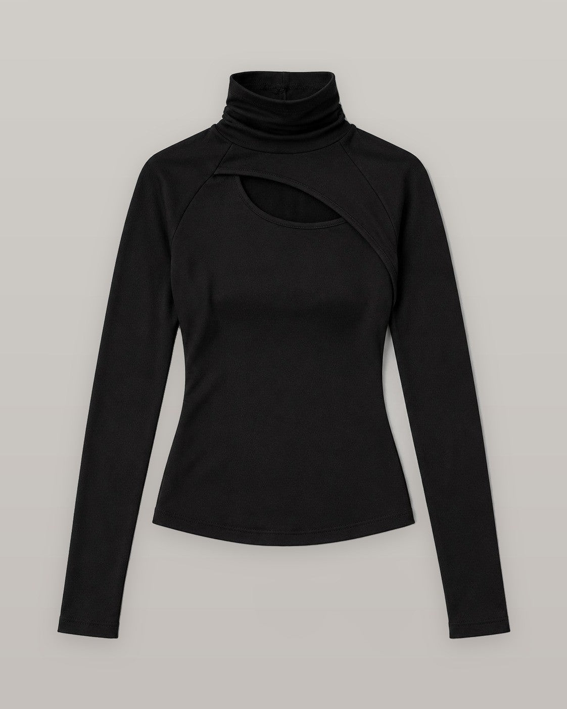 Asymmetric Cut-Out Turtleneck Top