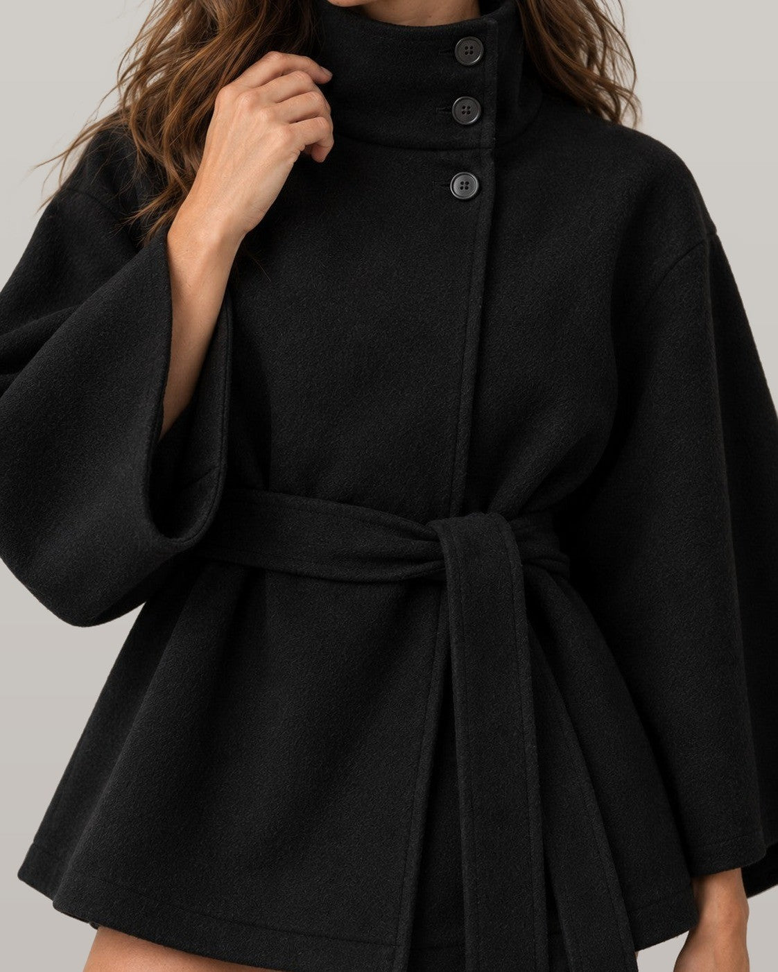 Belted Wool Cape Coat