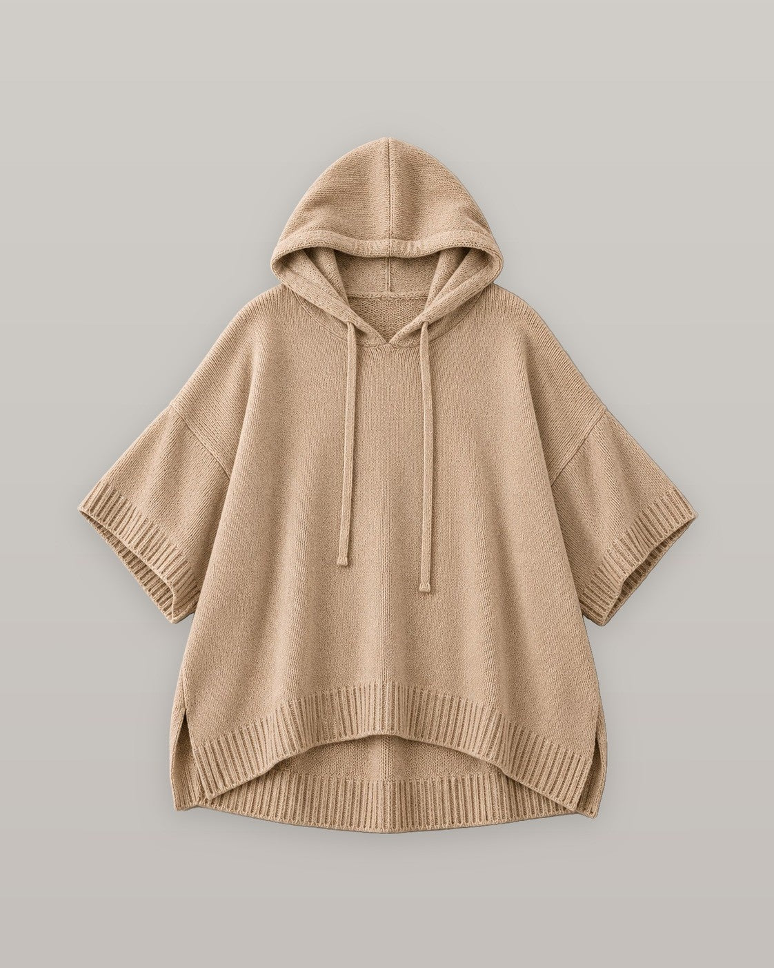 Hooded Knit Poncho
