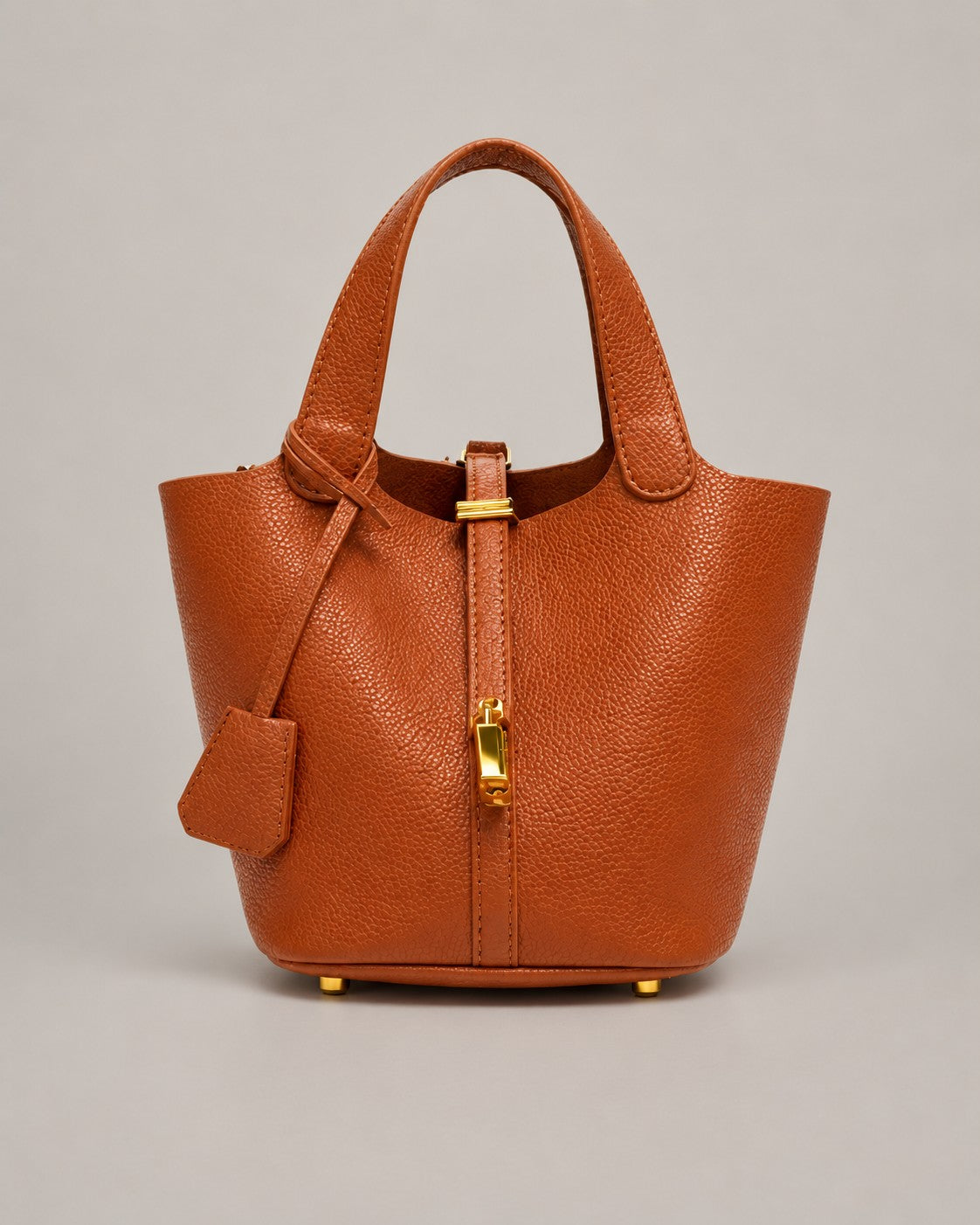 Leather Bucket Tote Bag