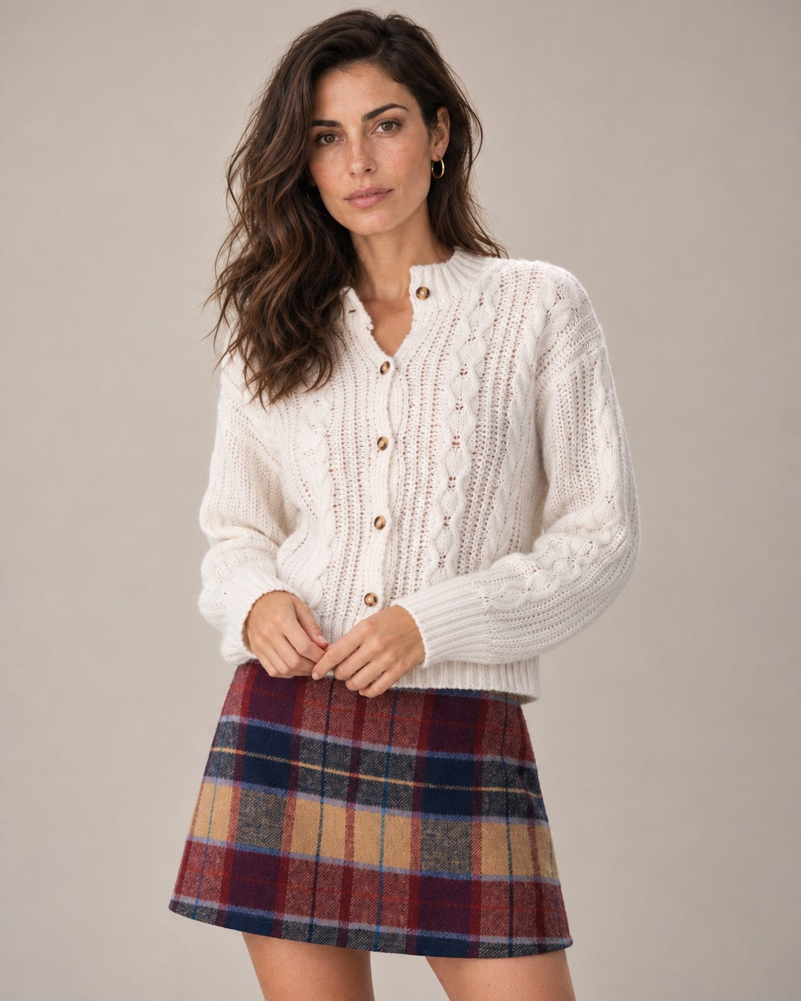 Green Elastic Waist Plaid A-Line Mini Skirt