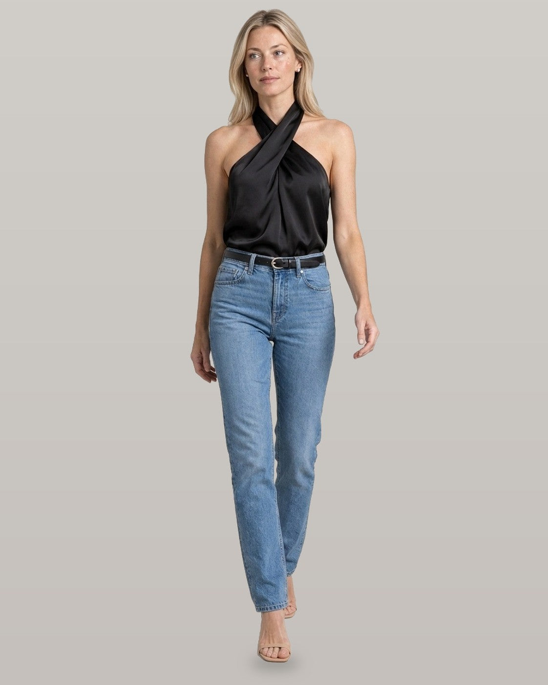 Satin Crossover Halter Top