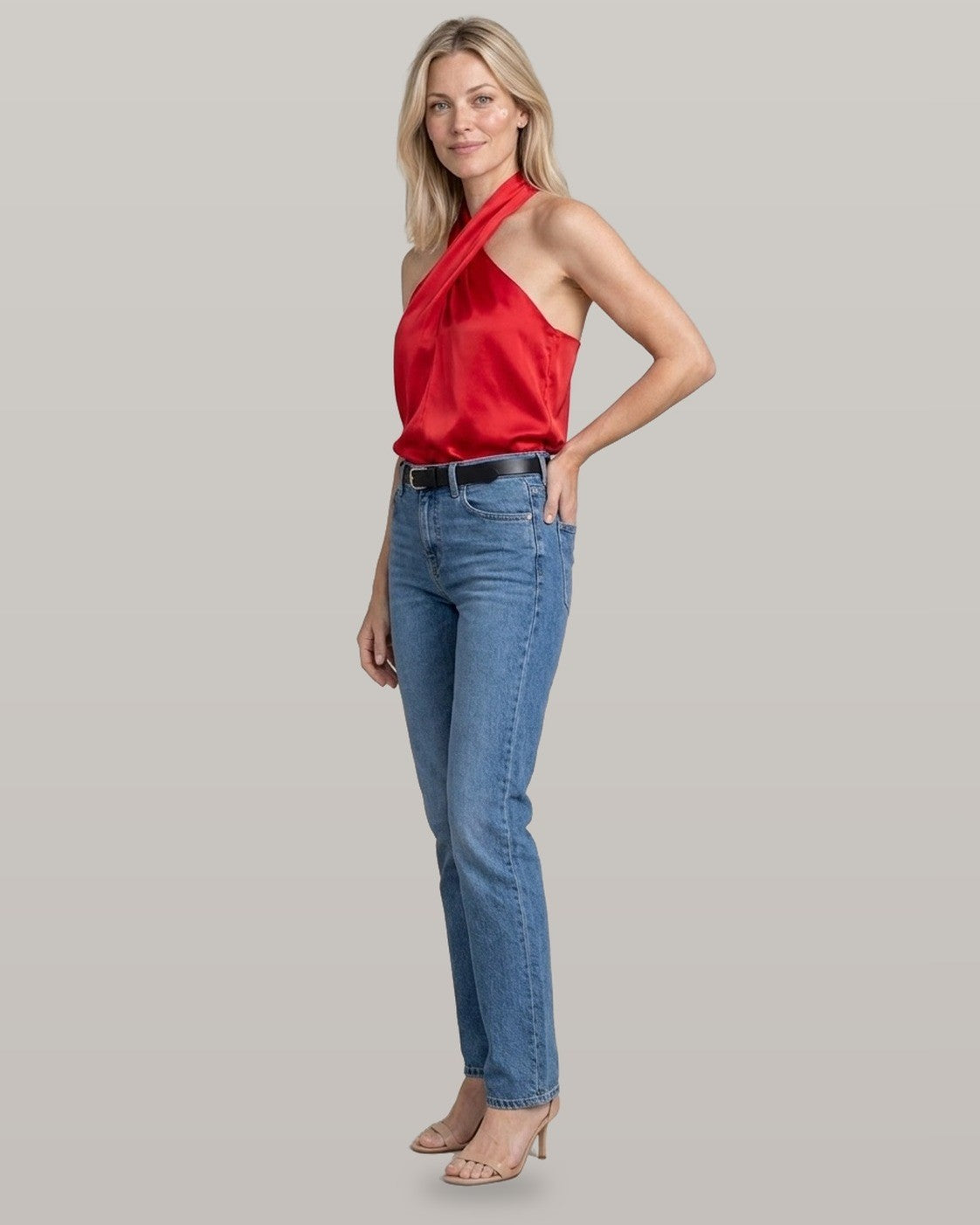 Satin Crossover Halter Top
