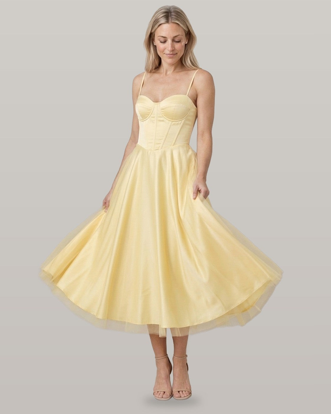 Selene Satin Corset Midi Dress