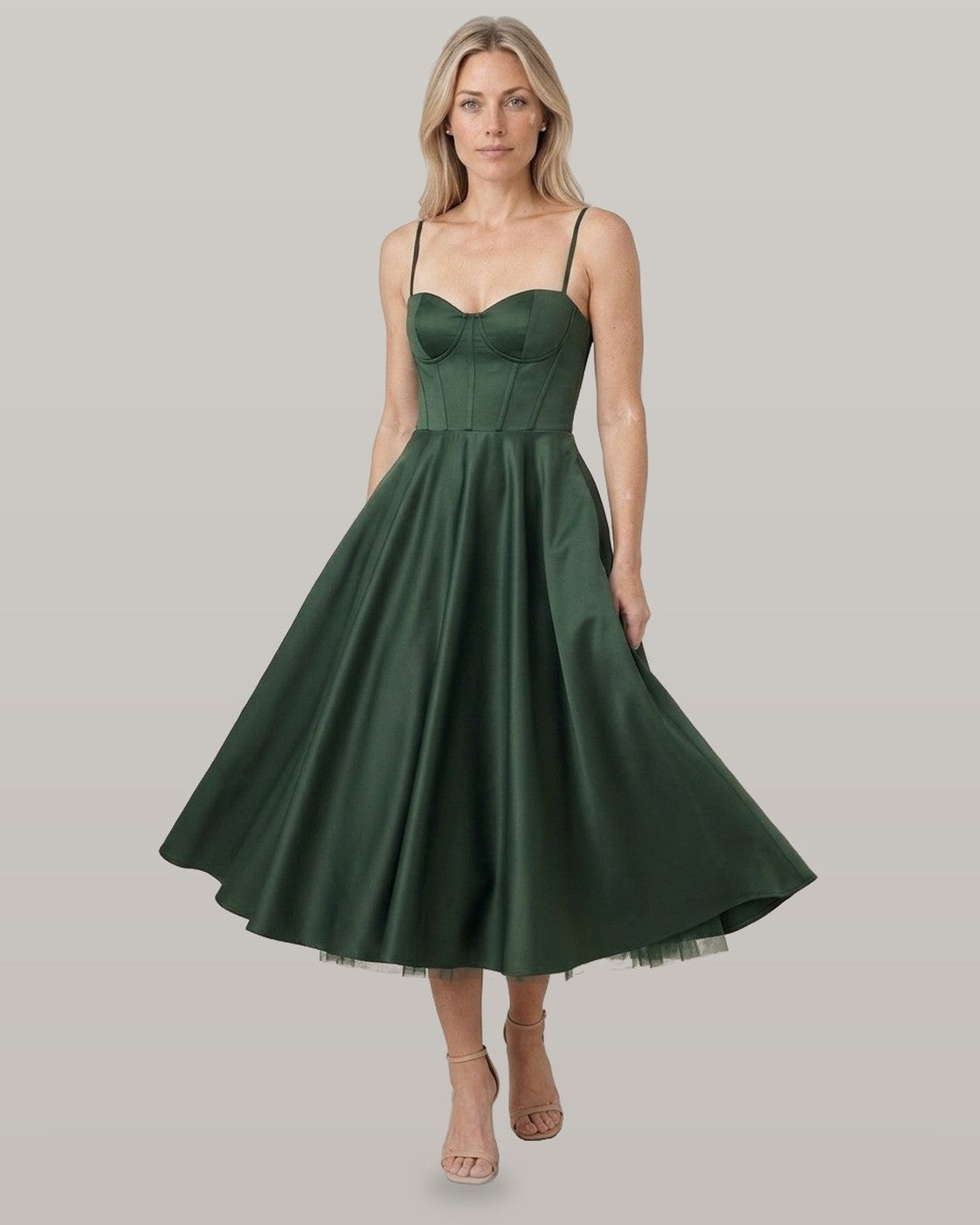 Selene Satin Corset Midi Dress