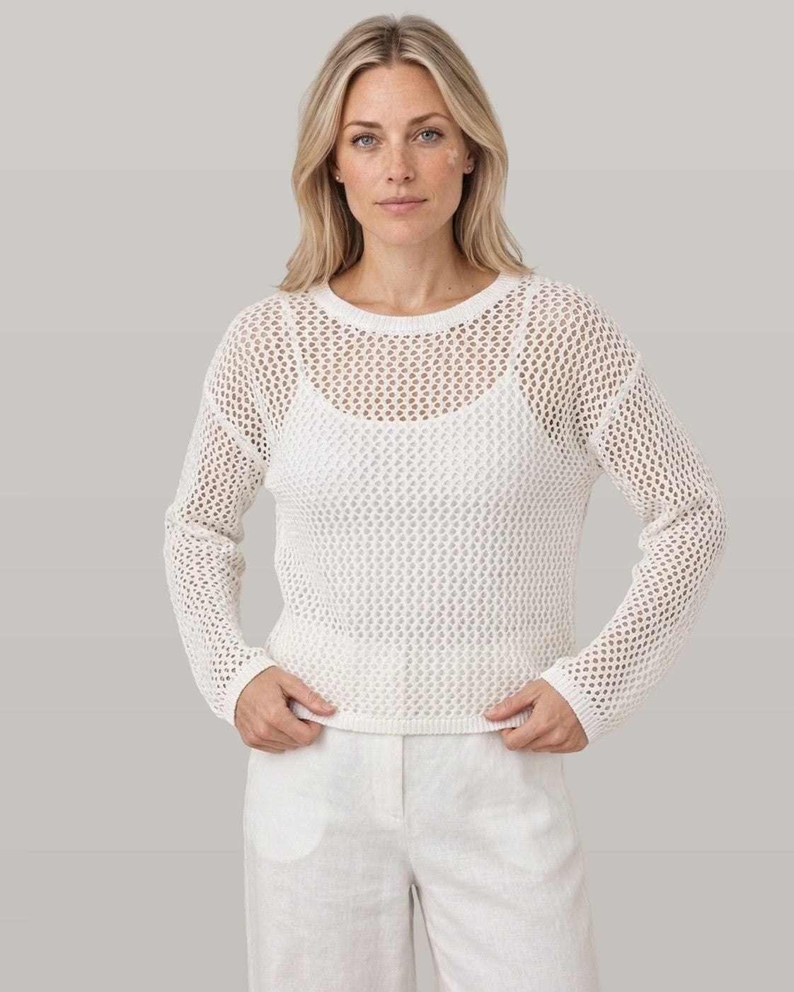 Open-Knit Off-Shoulder Two-Piece Set