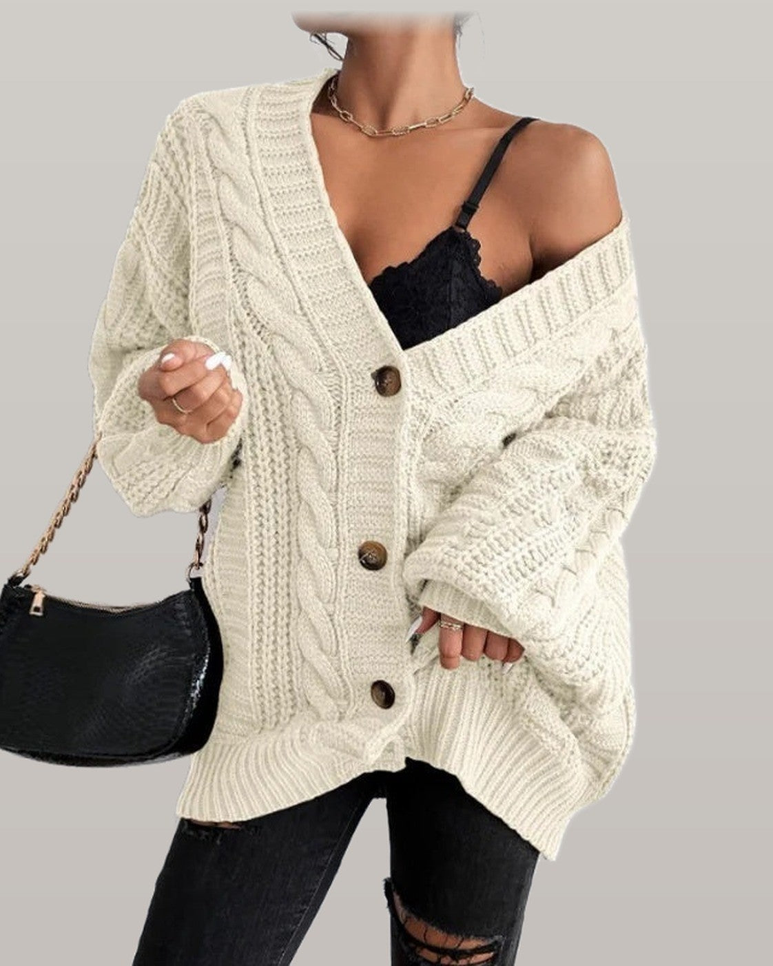 Rosalie Oversized Cable Knit Cardigan
