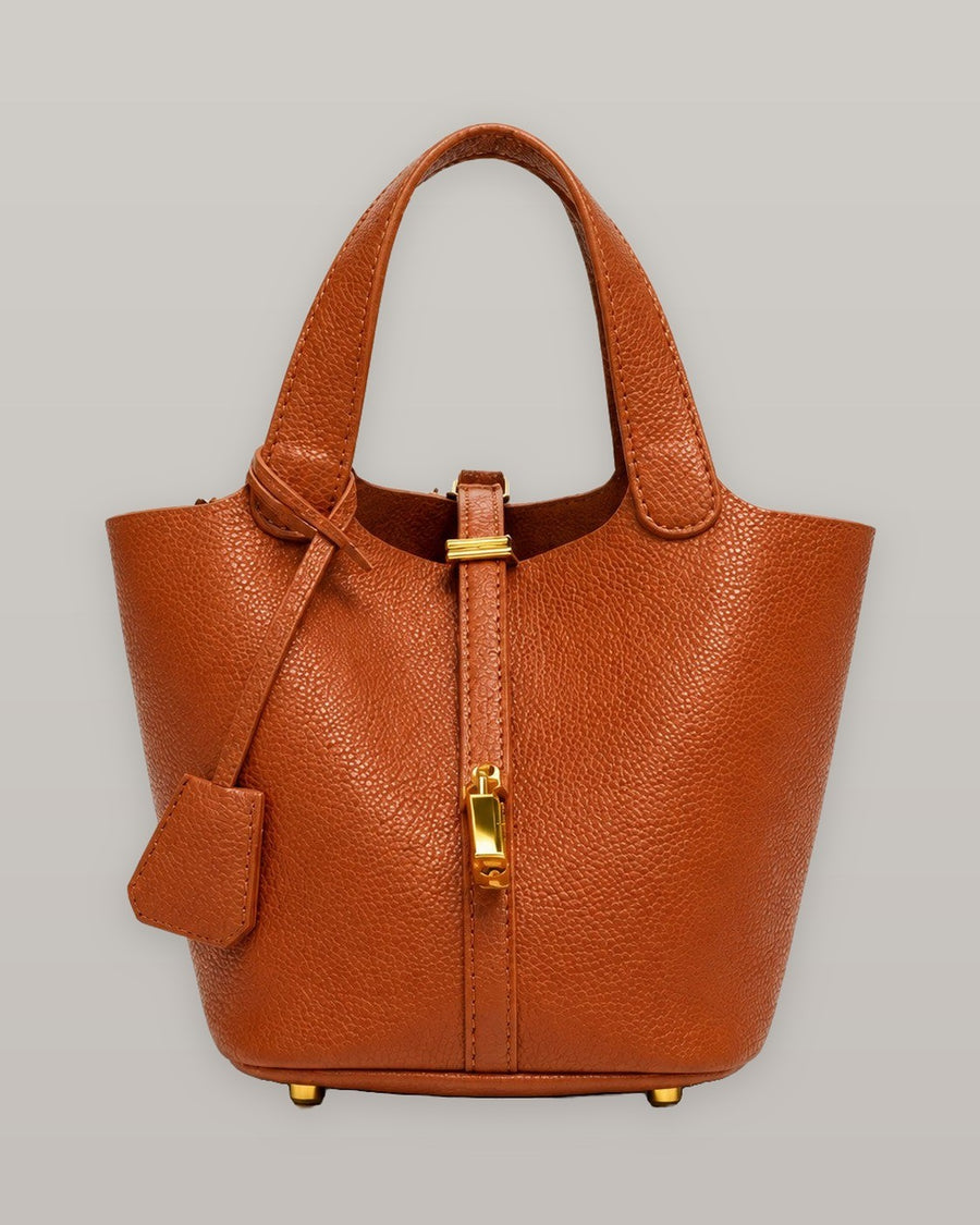 Leather Bucket Tote Bag