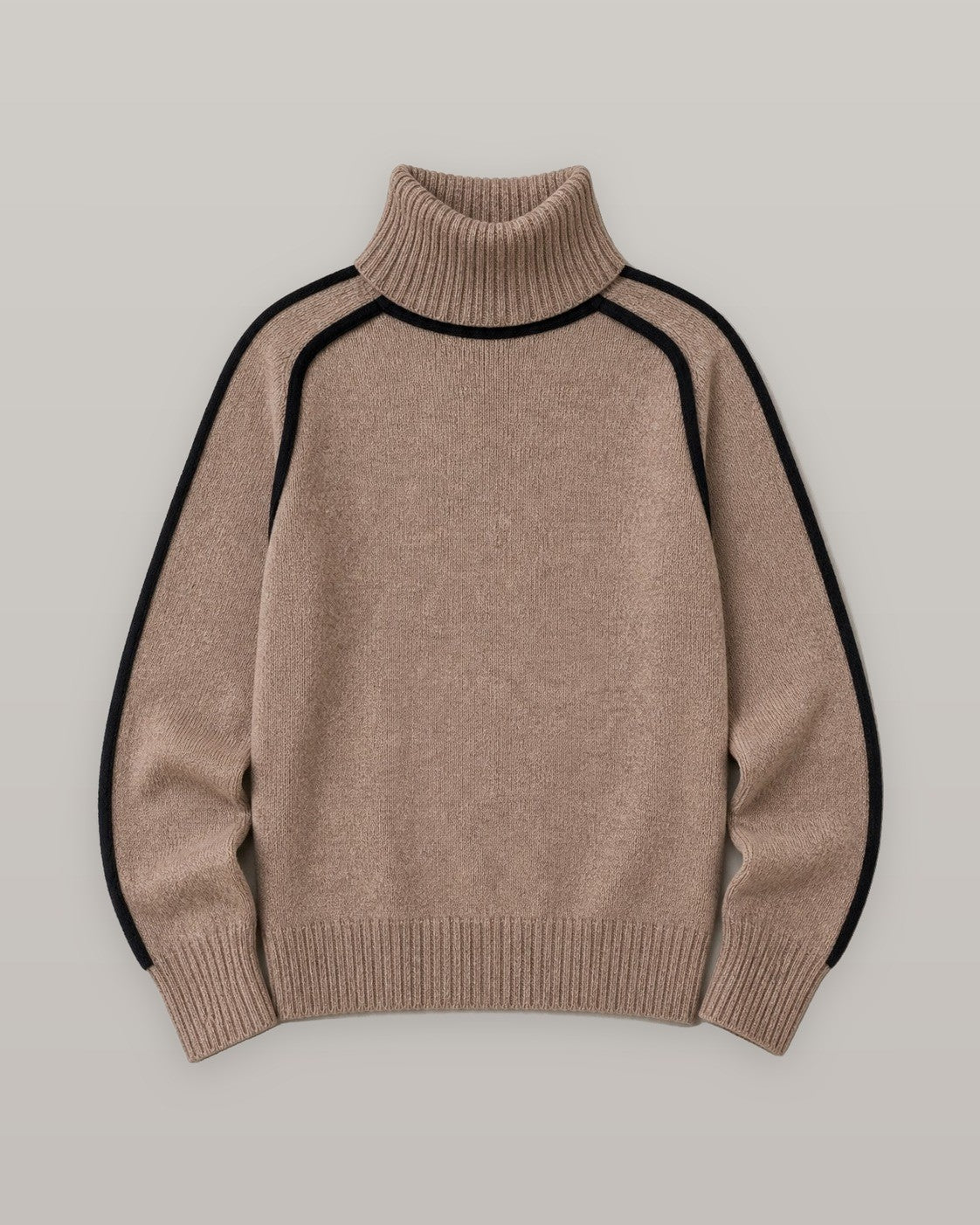 Contrast Piping Turtleneck Sweater