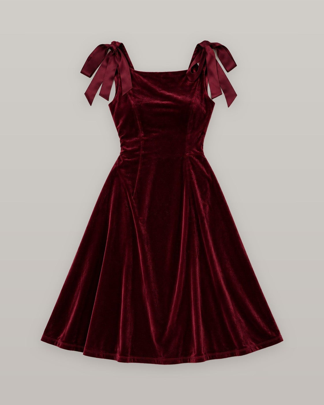 Red Boat Neck Sleeveless Velour Midi Dress