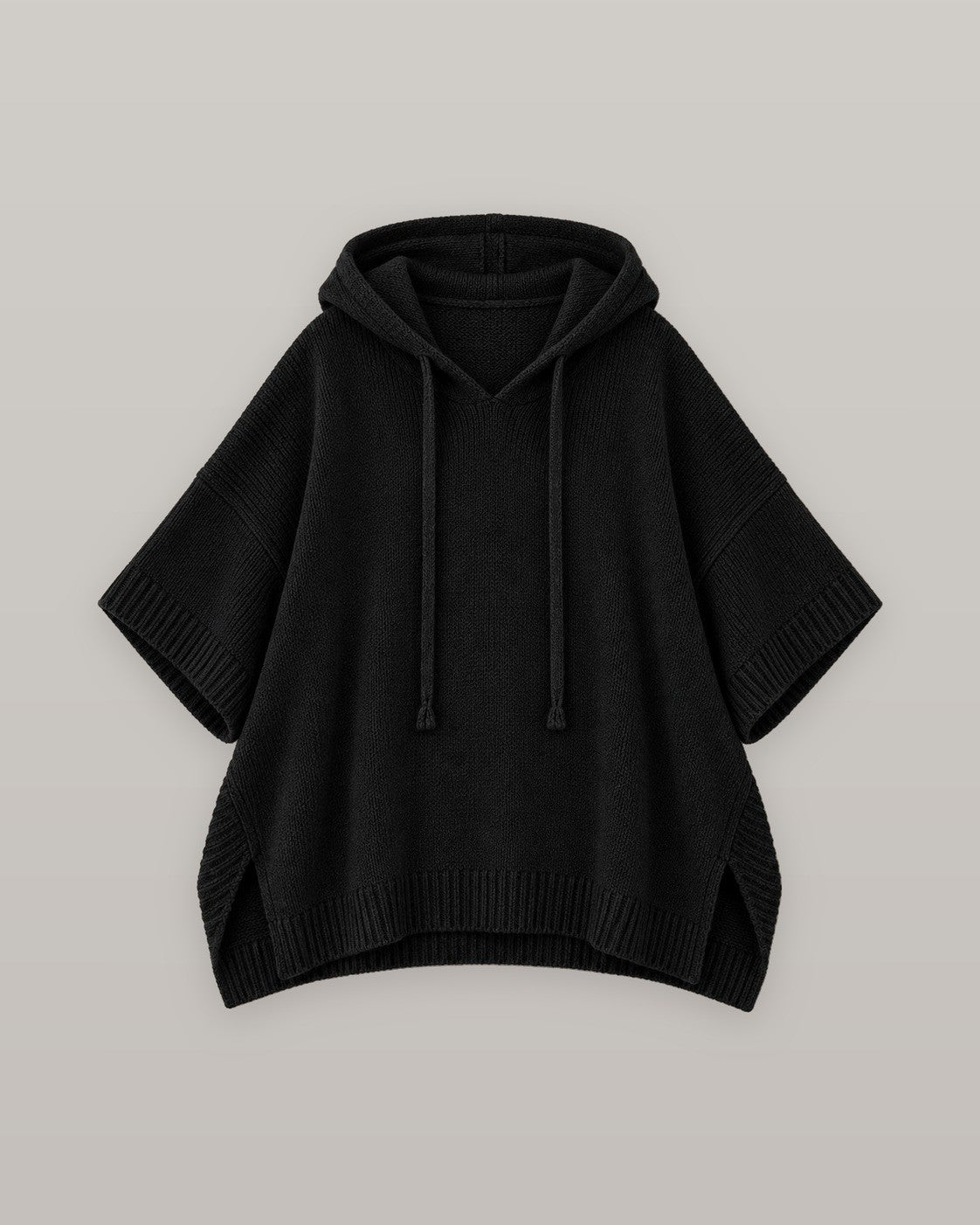 Hooded Knit Poncho