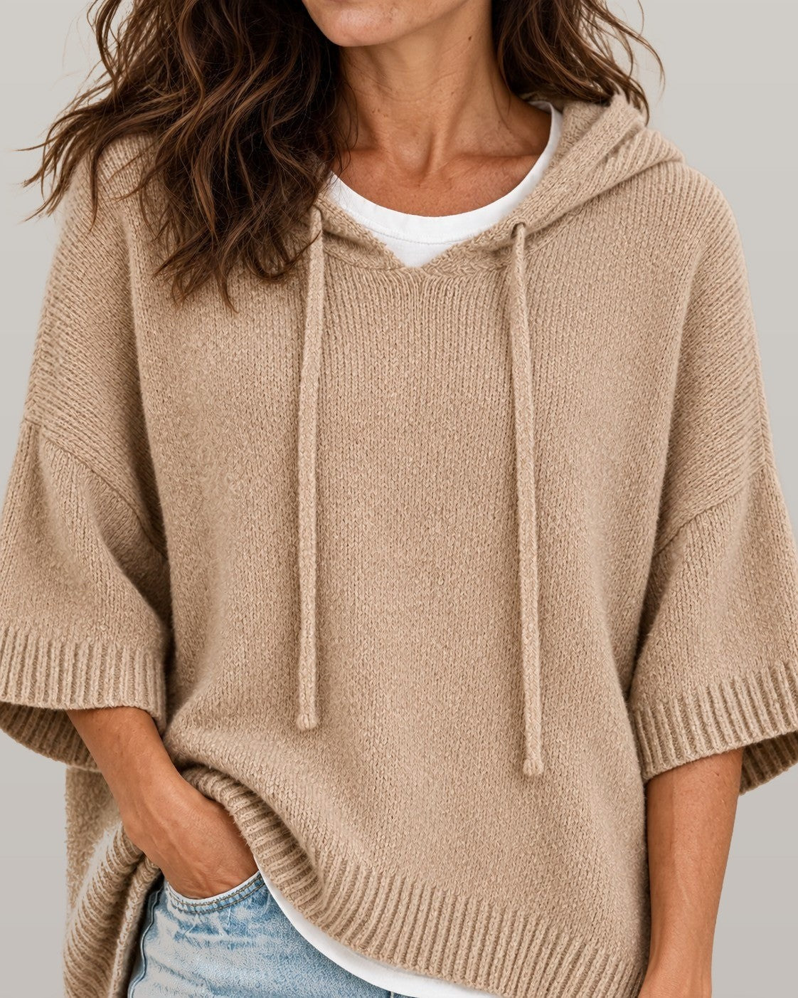 Hooded Knit Poncho