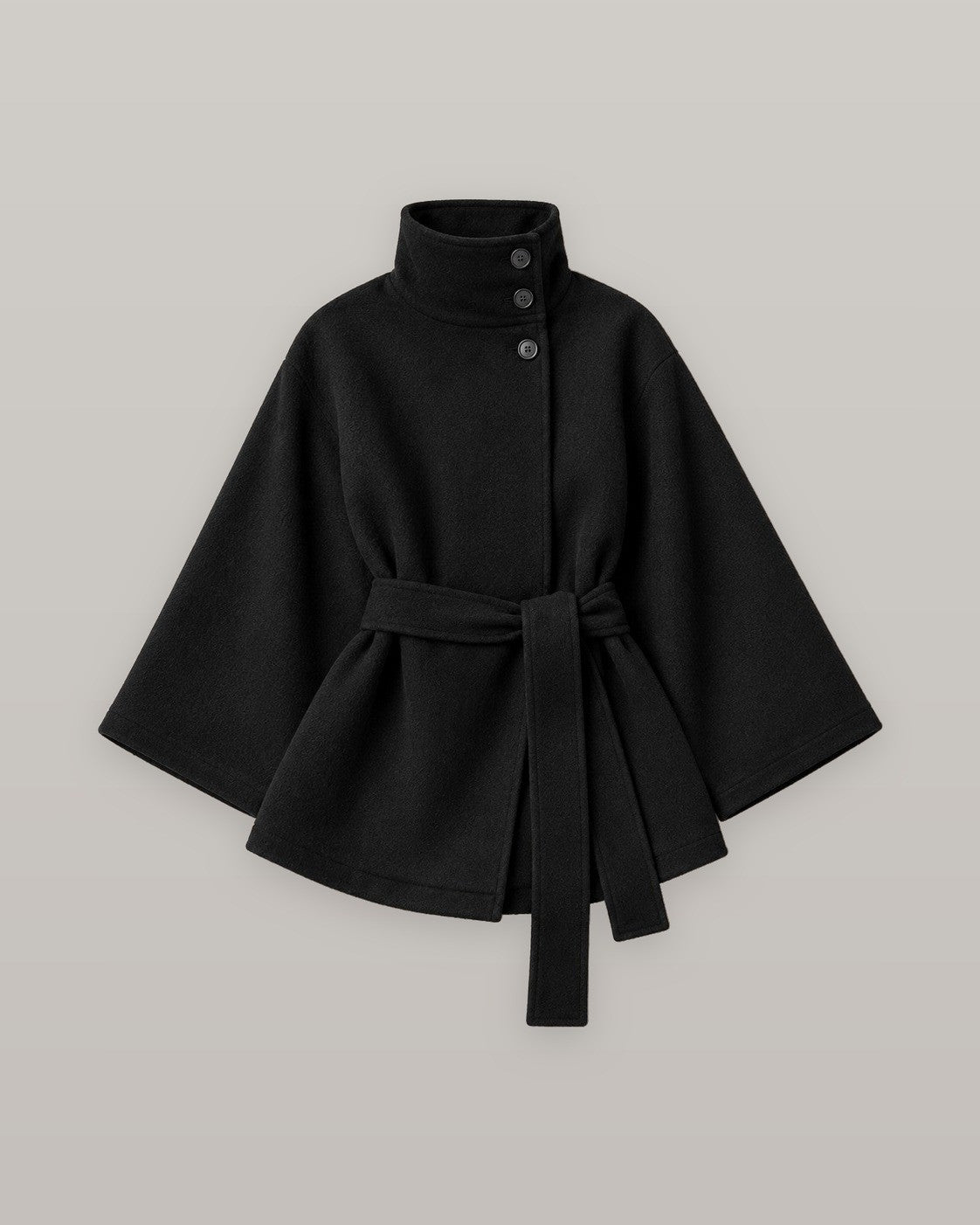 Belted Wool Cape Coat