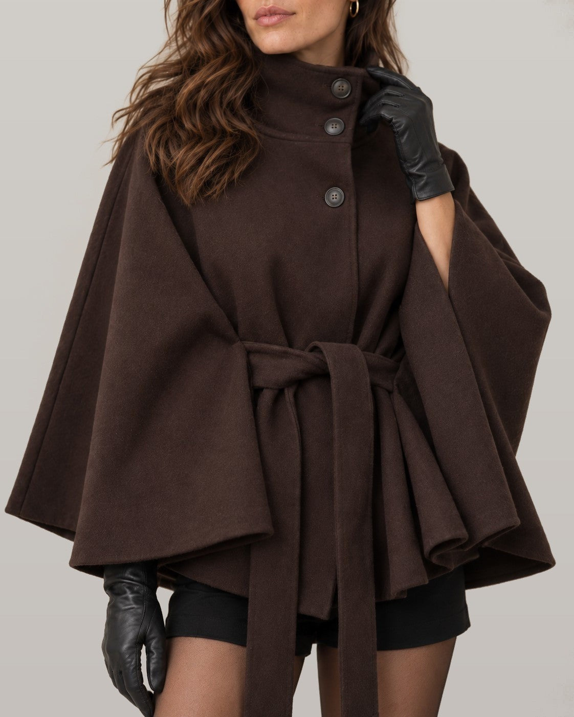 Belted Wool Cape Coat
