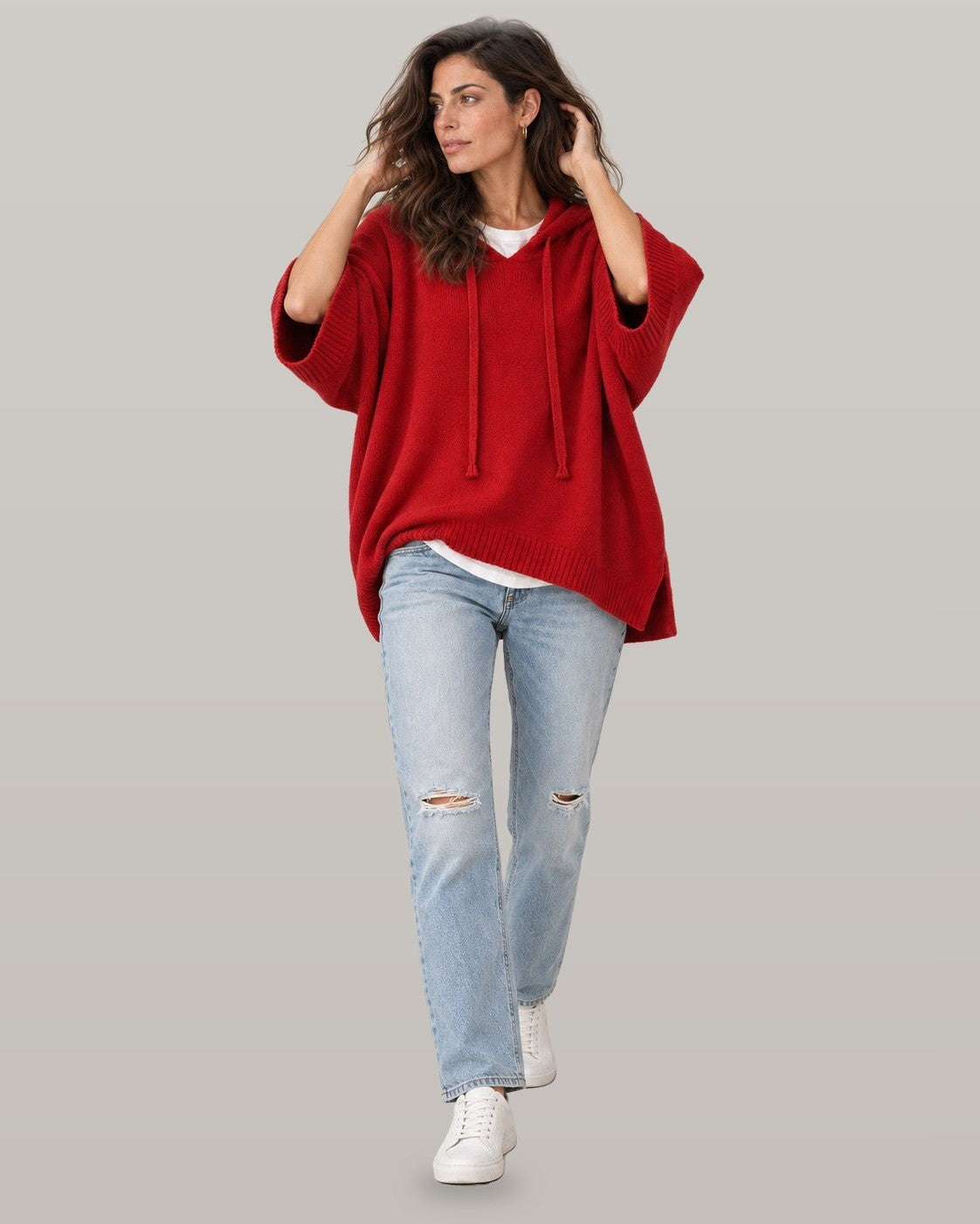 Hooded Knit Poncho