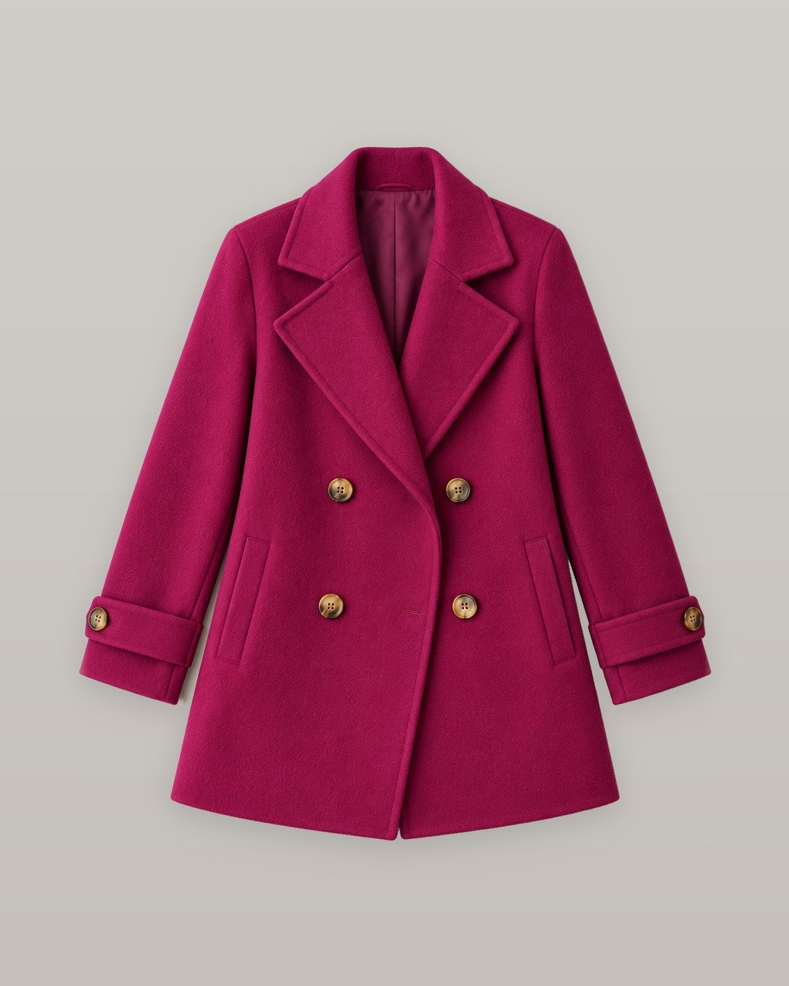 Tiara double-breasted coat in red, flat lay