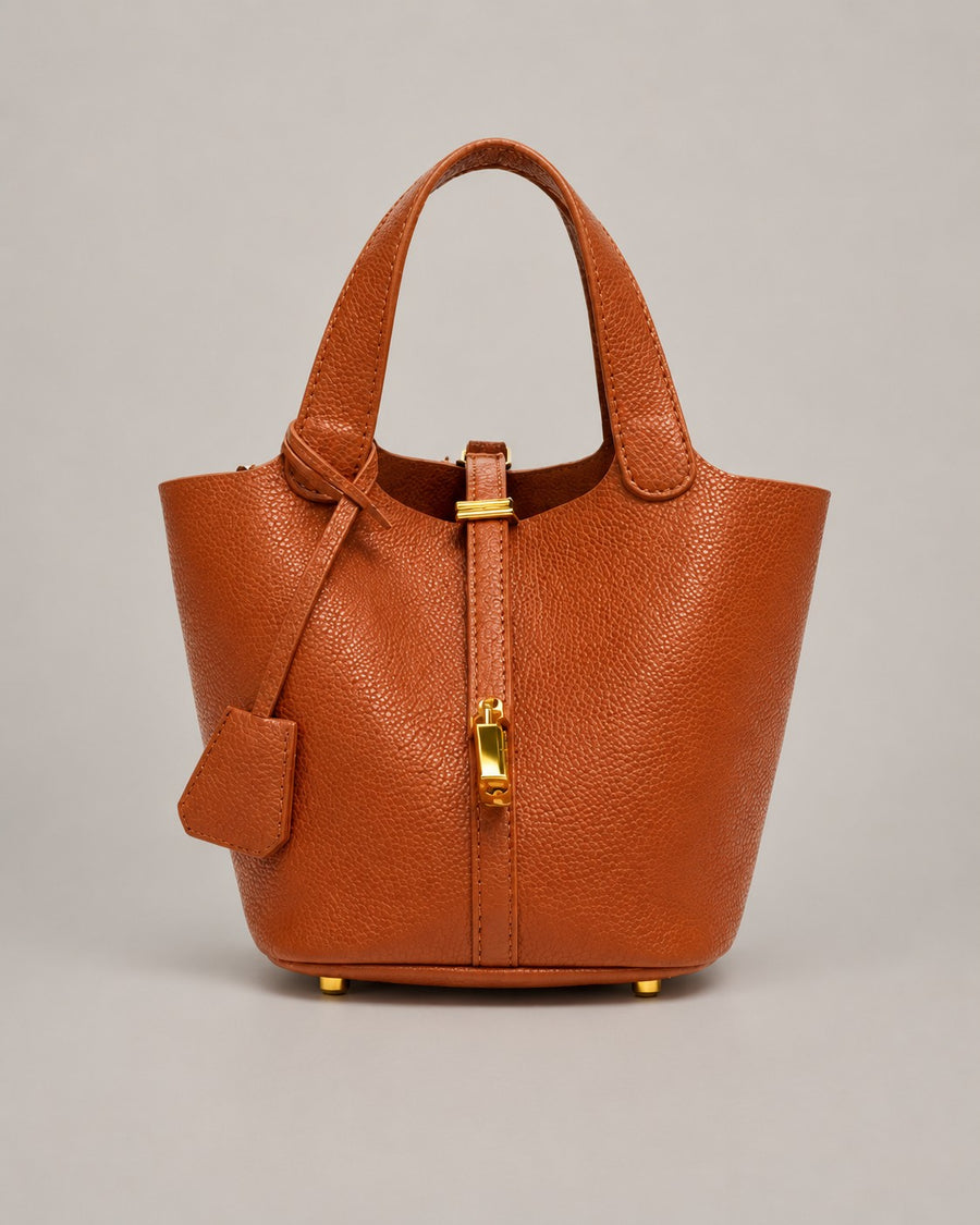 Leather Bucket Tote Bag