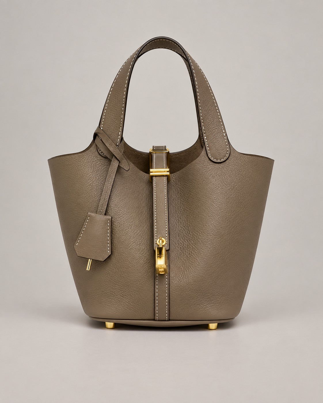 Leather Bucket Tote Bag