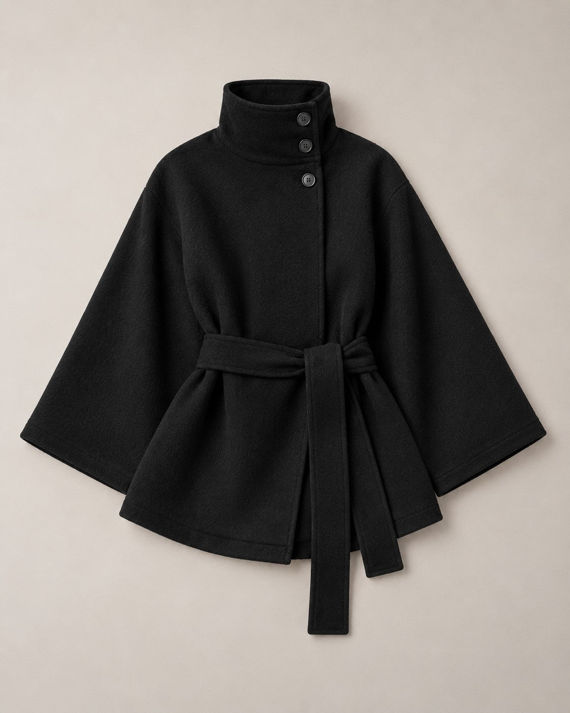 Belted Wool Cape Coat