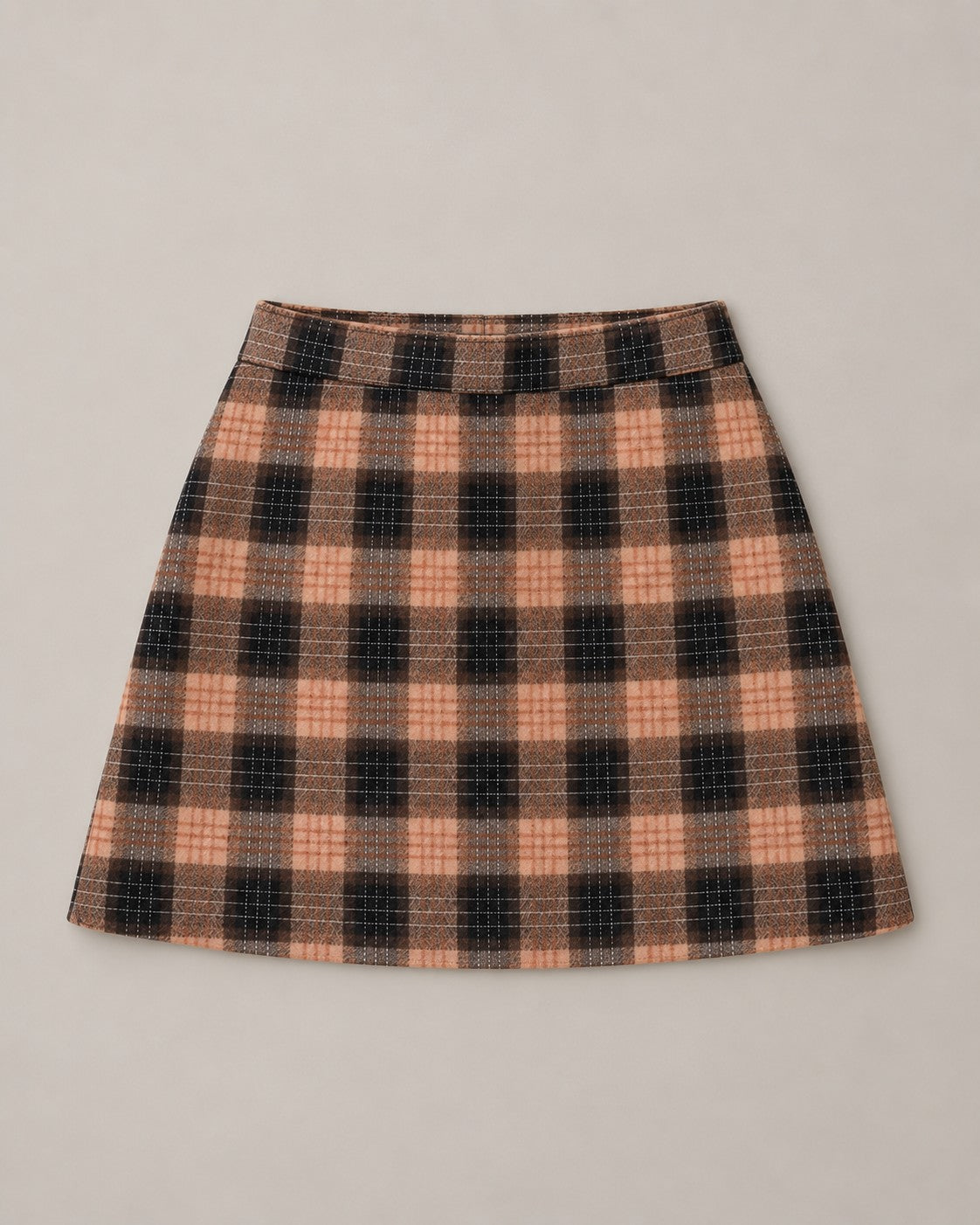 Green Elastic Waist Plaid A-Line Mini Skirt