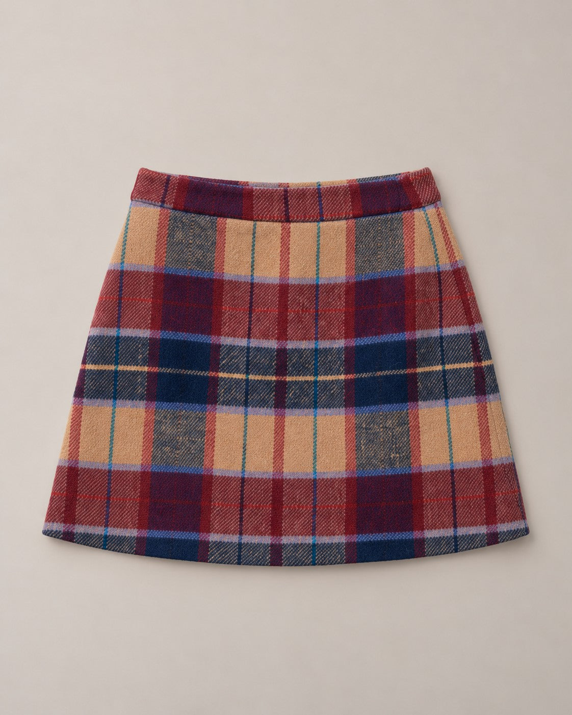 Green Elastic Waist Plaid A-Line Mini Skirt