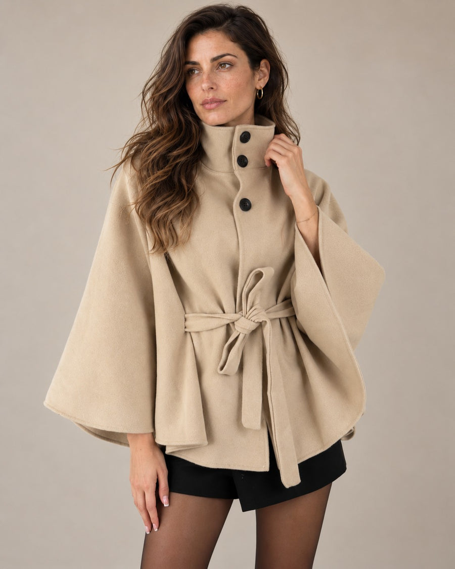 Belted Wool Cape Coat