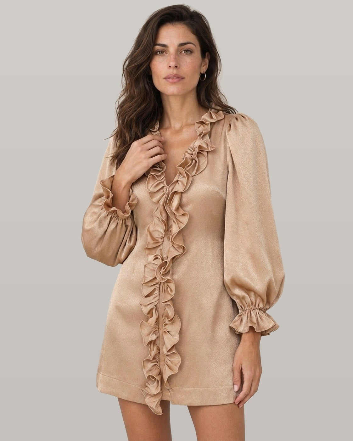 Emery Ruffle Balloon Sleeve Mini Dress