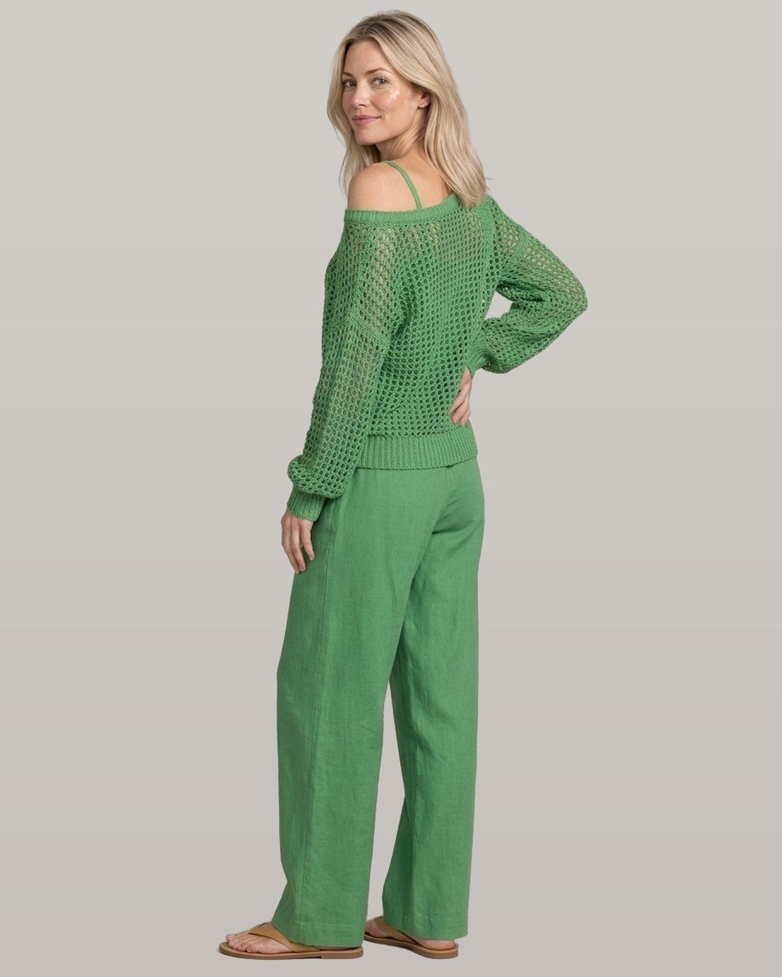 Open-Knit Off-Shoulder Two-Piece Set