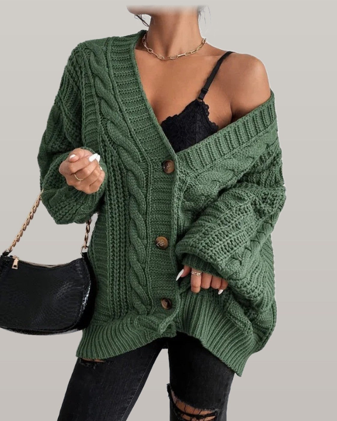 Rosalie Oversized Cable Knit Cardigan