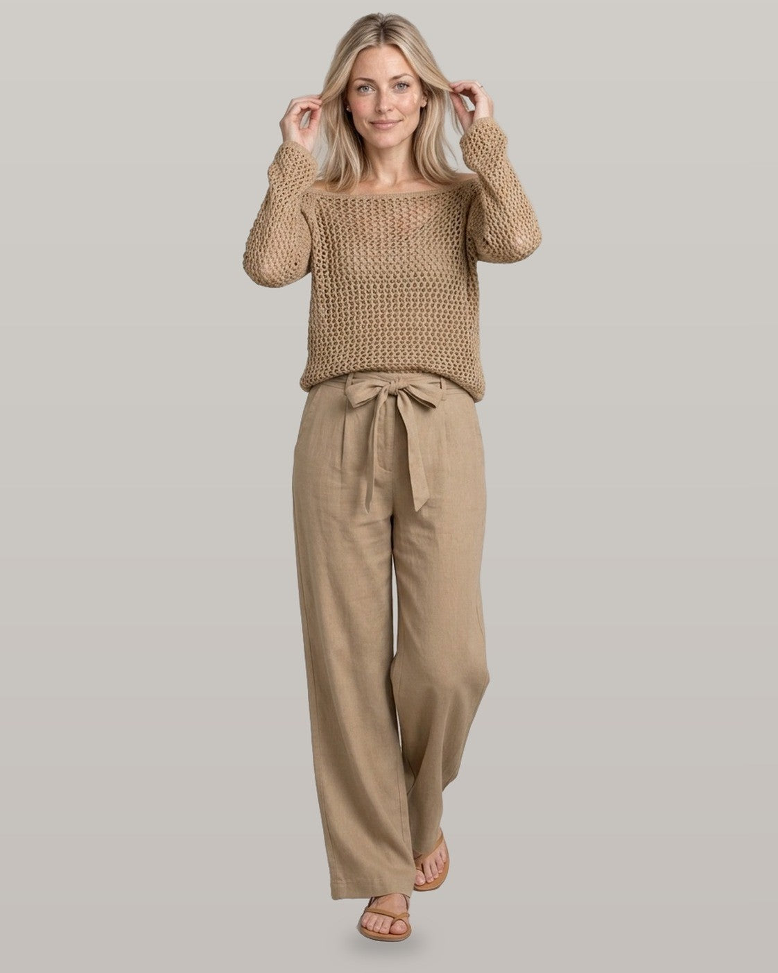 Open-Knit Off-Shoulder Two-Piece Set