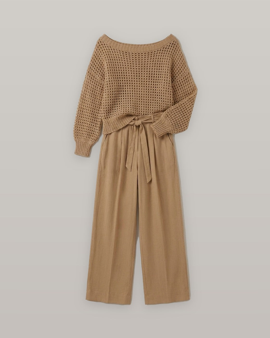 Open-Knit Off-Shoulder Two-Piece Set