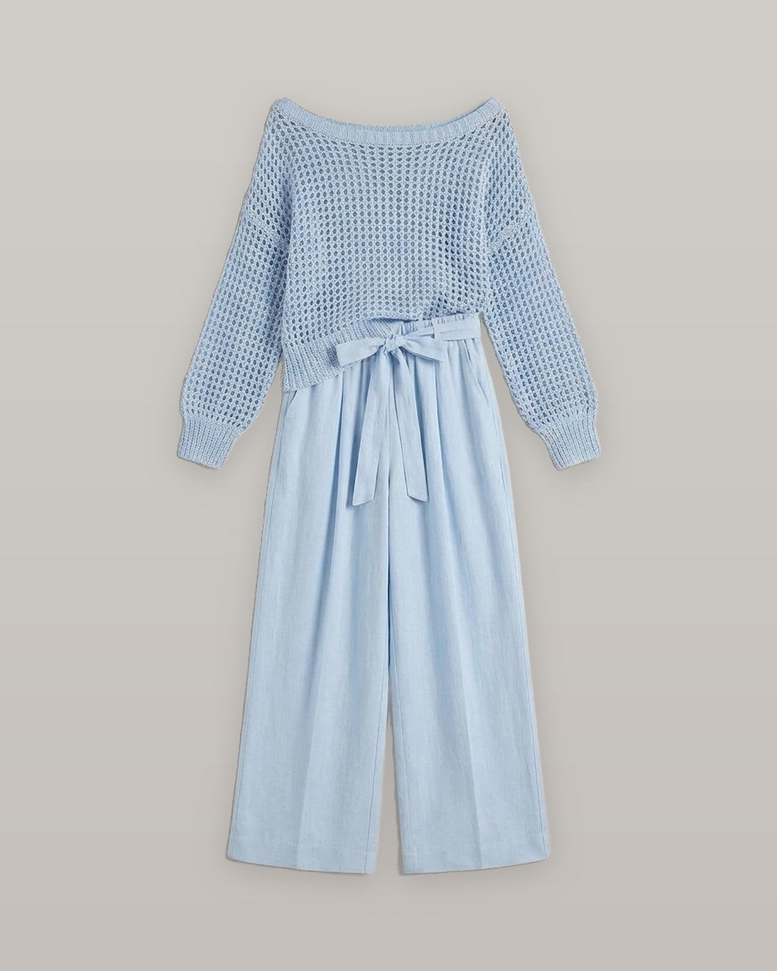 Open-Knit Off-Shoulder Two-Piece Set
