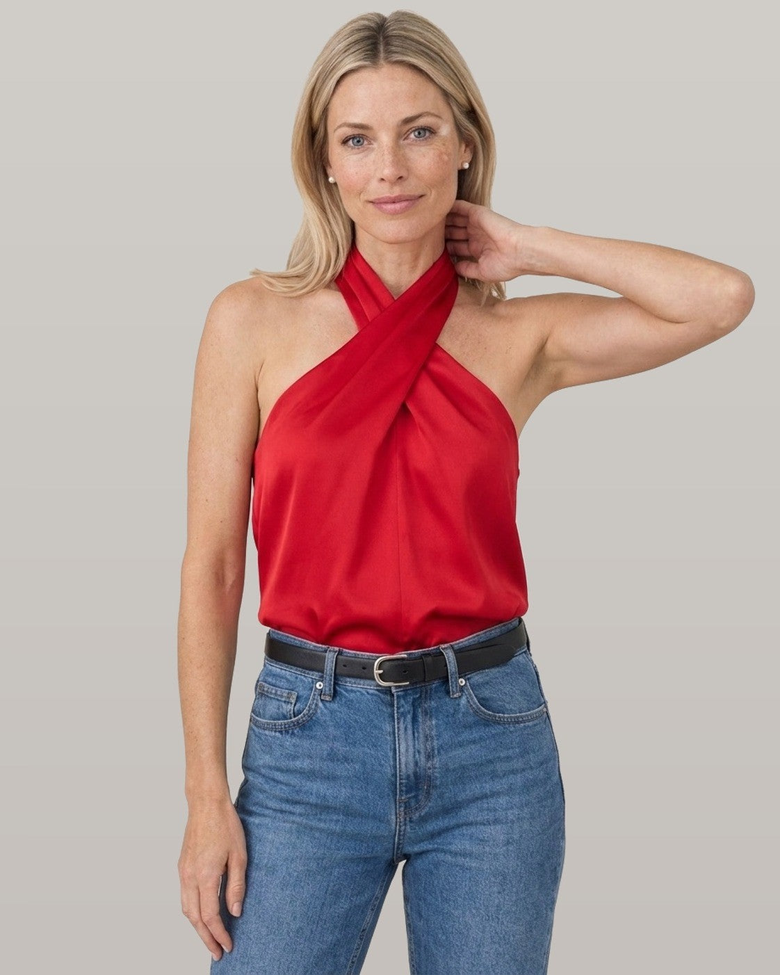 Satin Crossover Halter Top
