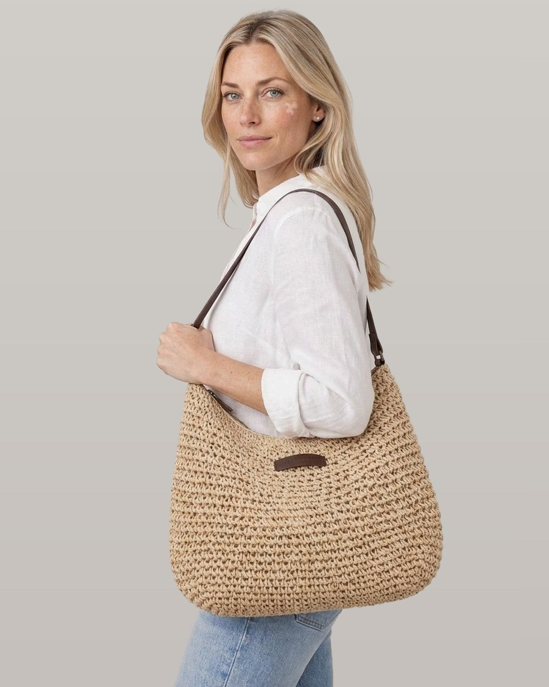 Woven Straw Shoulder Bag