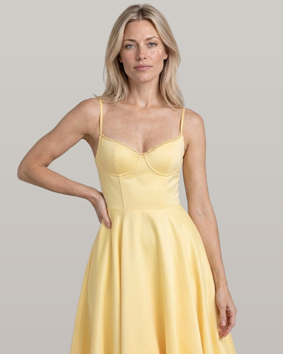 Selene Satin Corset Midi Dress