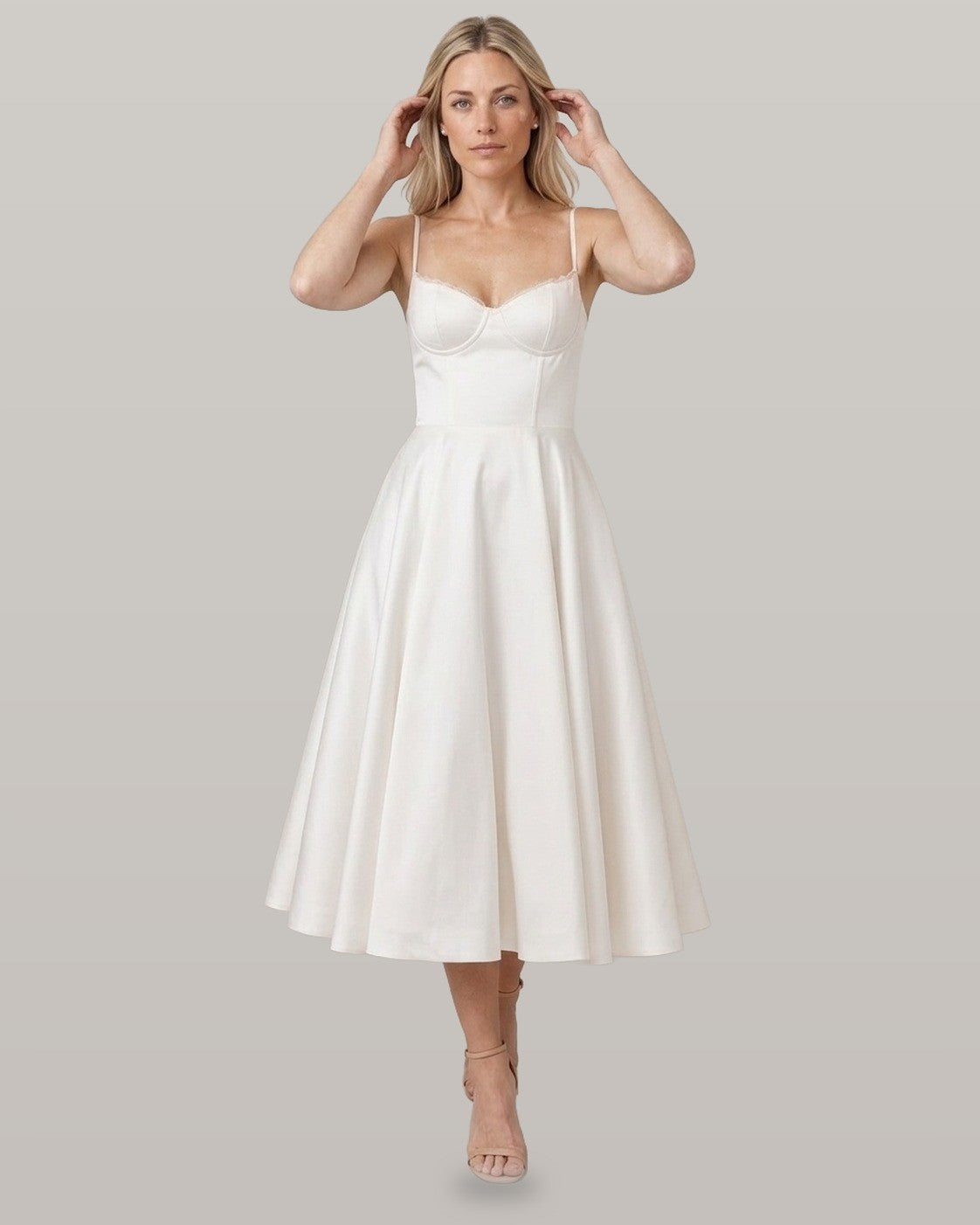 Selene Satin Corset Midi Dress