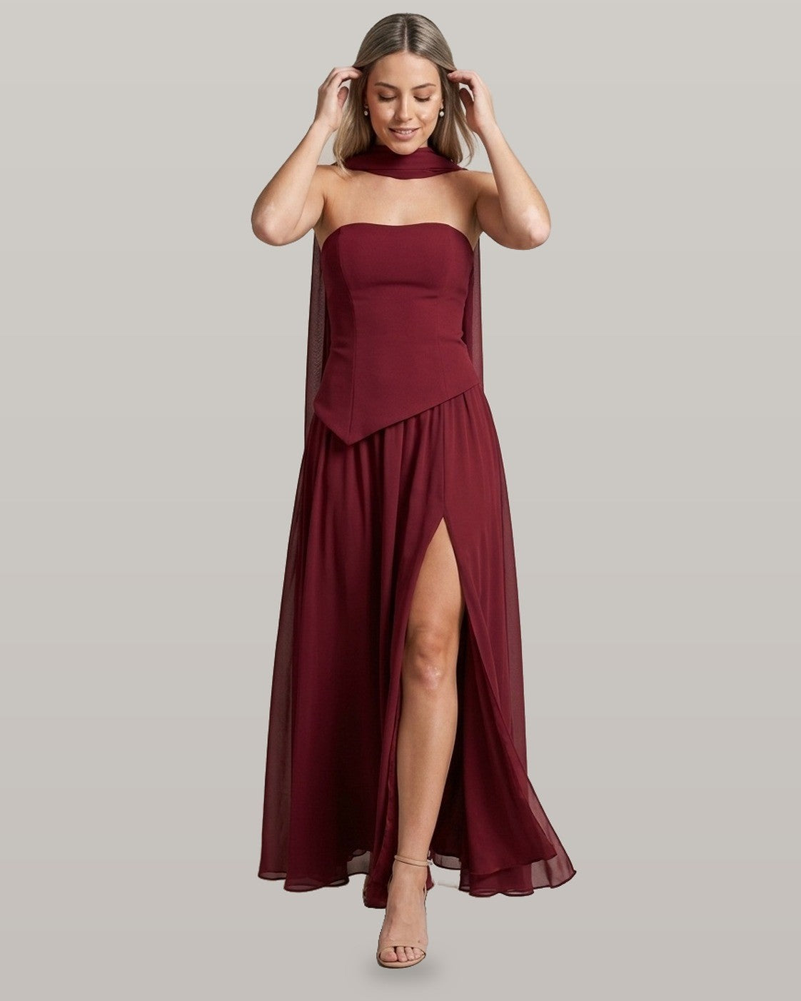 Serena Strapless Chiffon Maxi Dress