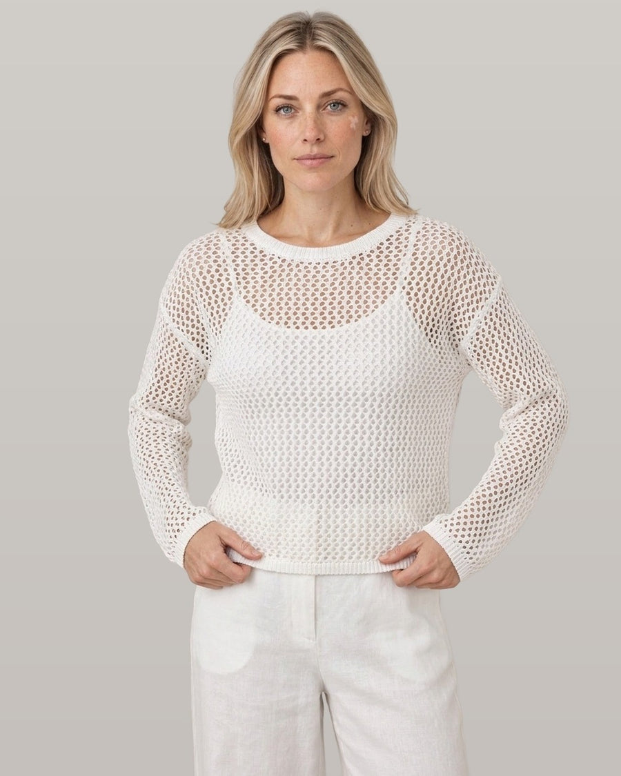 Open-Knit Off-Shoulder Two-Piece Set