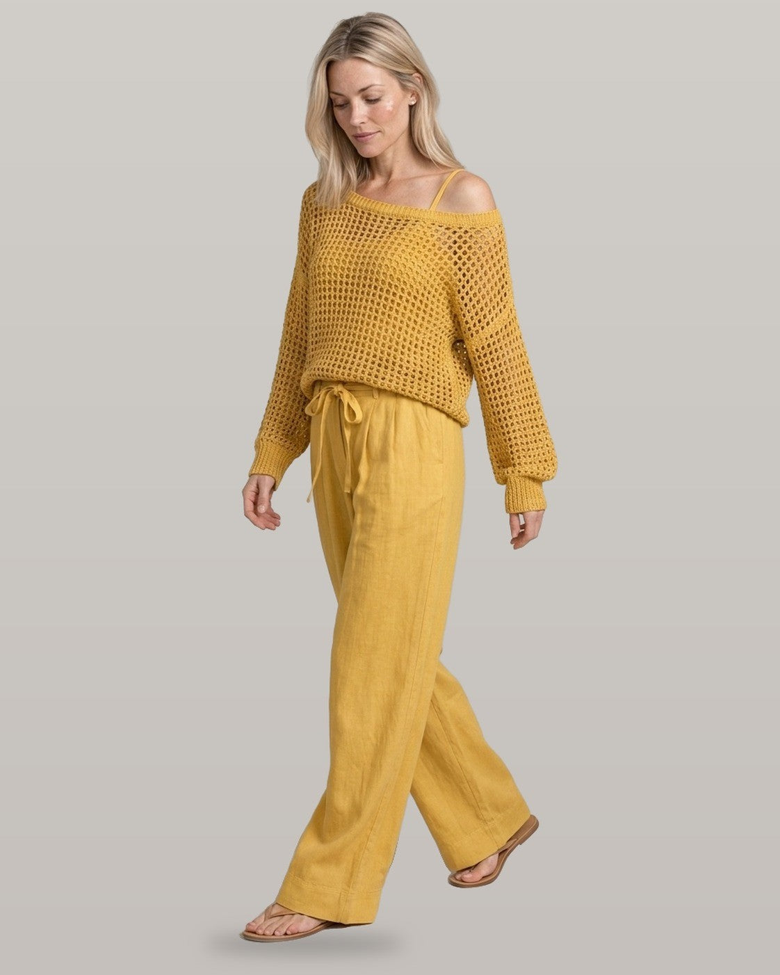 Open-Knit Off-Shoulder Two-Piece Set