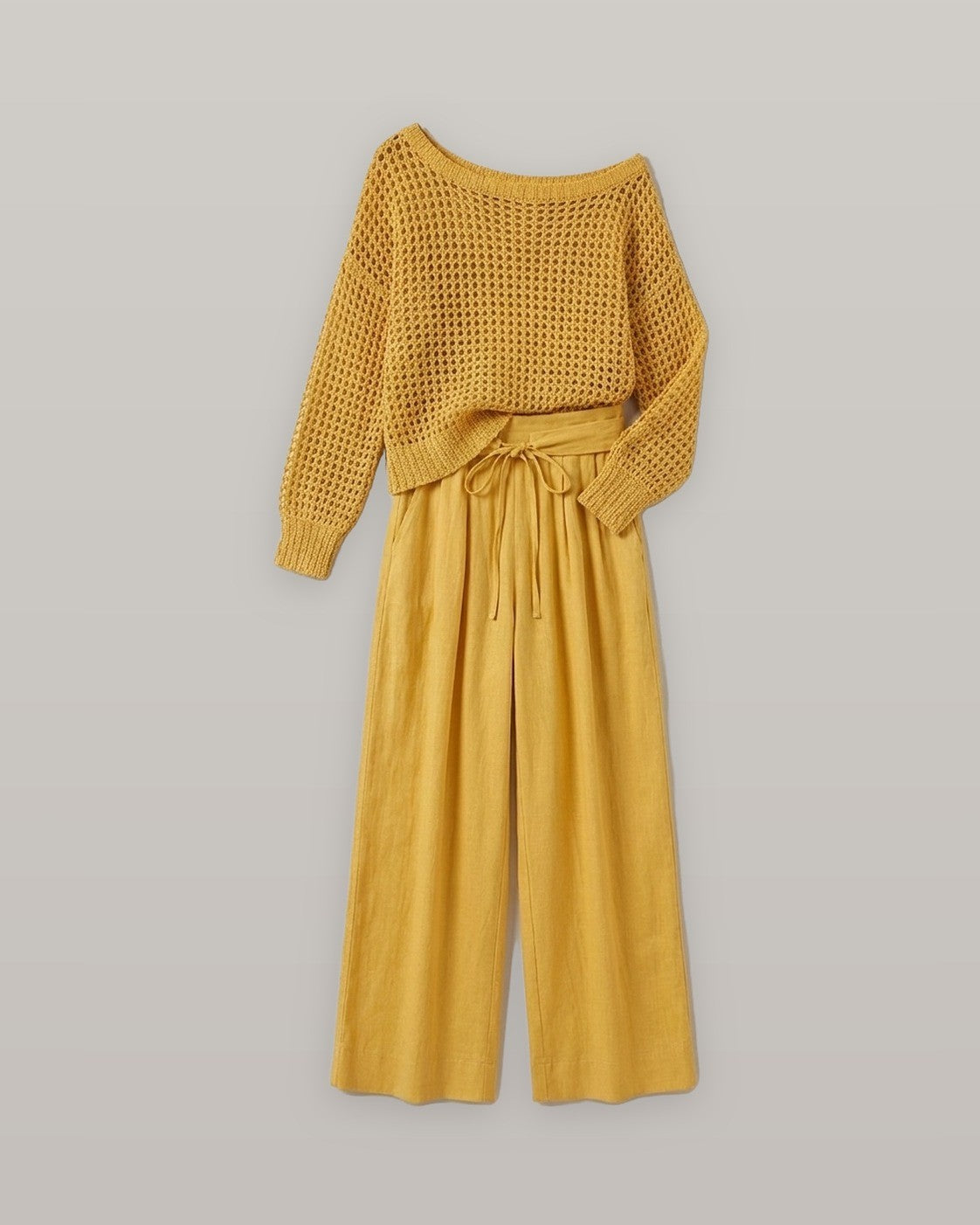Open-Knit Off-Shoulder Two-Piece Set